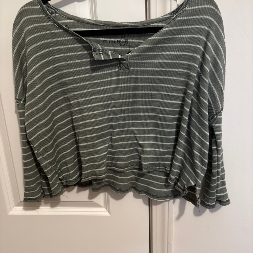 We The Free Olive Striped Long Sleeve Top